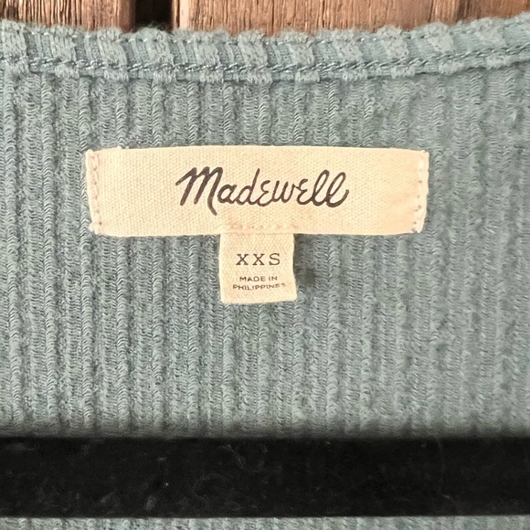 Madewell Long-Sleeve V-Neck Crossover Oversized Midi Dress Faded Shale Size XXS - Picture 6 of 8